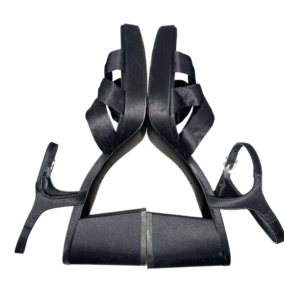 Reformation Maize Satin Platform Sandals block heeled shoes Ineutral Black 8 - Picture 9 of 12